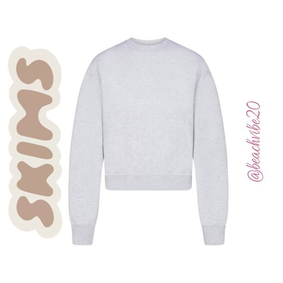 SKIMS Cotton Fleece Classic Crew Light Heather Grey 3X NWOT - Picture 4 of 6